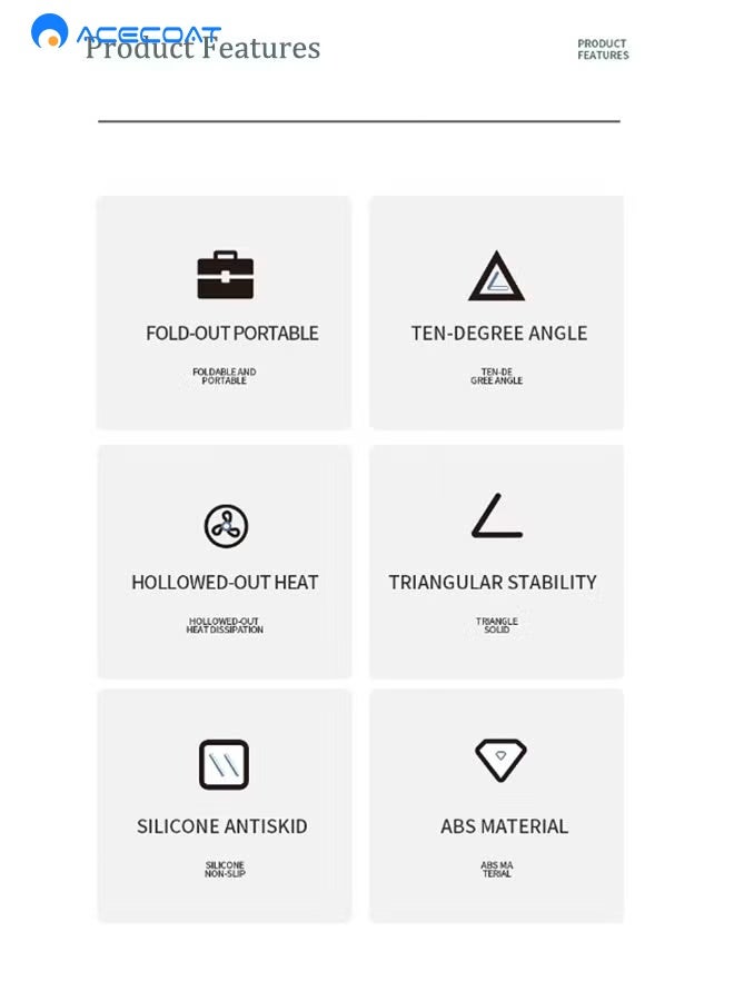 ACECOAT Laptop Notebook Stand Holder Adjustable Laptop Stand Portable Computer Riser Compatible With Macbook Air Pro Hp Dell Xps Lenovo All Laptops 10-15.6"(Black) - Image 3