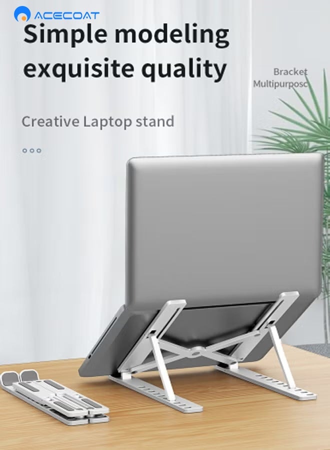 ACECOAT Laptop Notebook Stand Holder Adjustable Laptop Stand Portable Computer Riser Compatible With Macbook Air Pro Hp Dell Xps Lenovo All Laptops 10-15.6"(Black) - Image 2