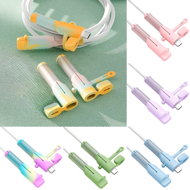 Qanhuhcuy Charger Cable Protector 6 Sets (12pcs) Compatible with iPhone Charging Cable - Silicone Non-Slip Cord Savers, 3-in-1 Dustproof+Organizer+Protection, 6 Colors Lightning Wire Cover for Home & Gift - Image 1