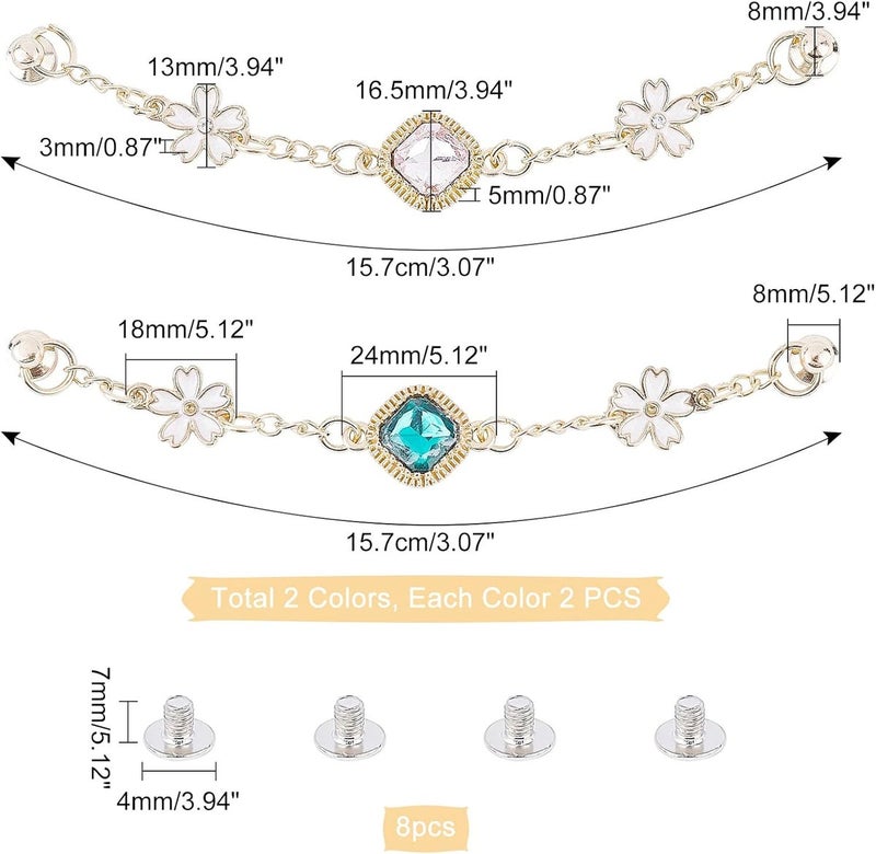 Klarako 4pcs Phone Charms Chain Strap, Rhinestone Enamel Flower Pendant for Stylish Phone Decoration - Image 4