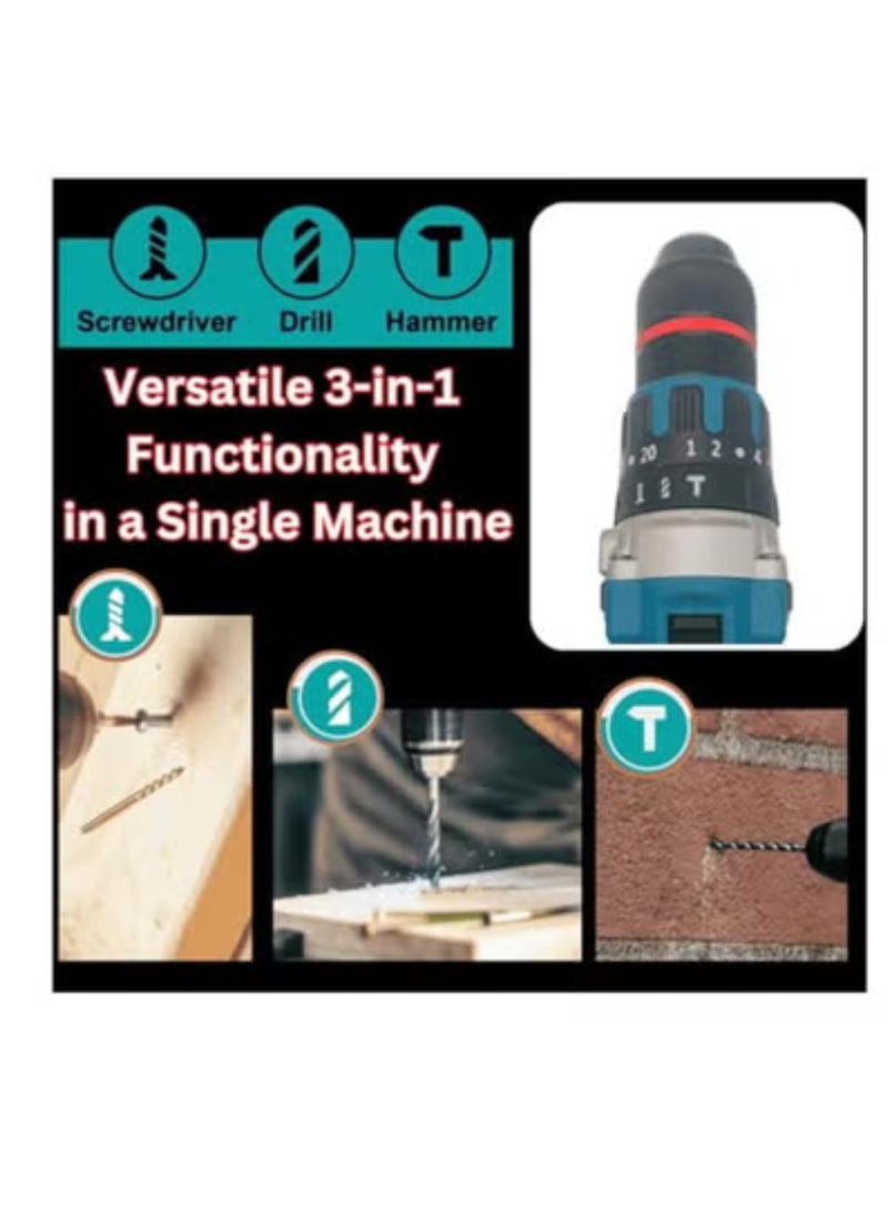 BONAI BONAI BN-13m-1 Cordless Power Drill, 168VF Brushless, 65Nm Torque, 2x 7.0Ah Batteries, Quick Chuck, Variable Speed, LED Light, for Drilling Wood, Metal, Concrete - Image 3