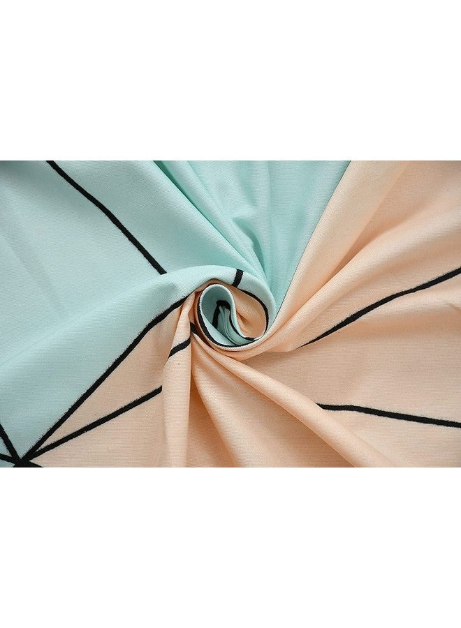 SpangleHomes 300 TC 100% Soft Glace Cotton Elastic Fitted Single Bed Bedsheet with 1 Large Pillow Cover (Single Bed 36 X72X6 inches, Beige Green Triangle) - Image 2