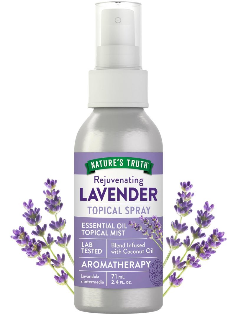 Nature's Truth Lavender Essential Oil Spray | 2.4 fl oz | Room Aroma Mist, Topical Use, & Yoga - Image 1