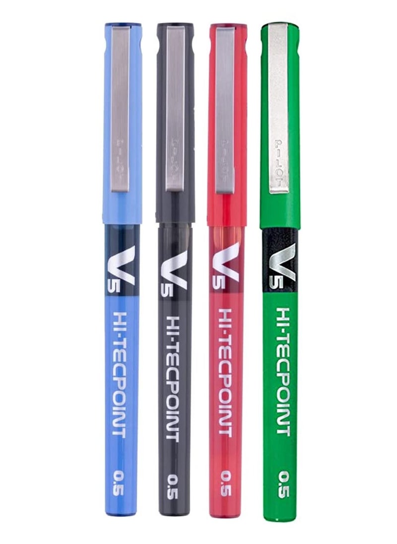 PILOT - 4-Piece Hi-tecpoint V5 Fine Rollerball Pen Multicolour - Image 1