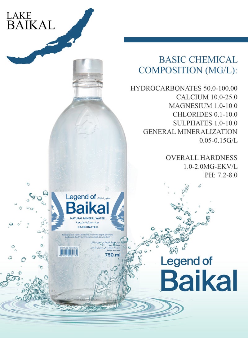 Legend of Baikal Natural Lake Water Sparkling 750 ml Glass Pack of 6  - Image 3