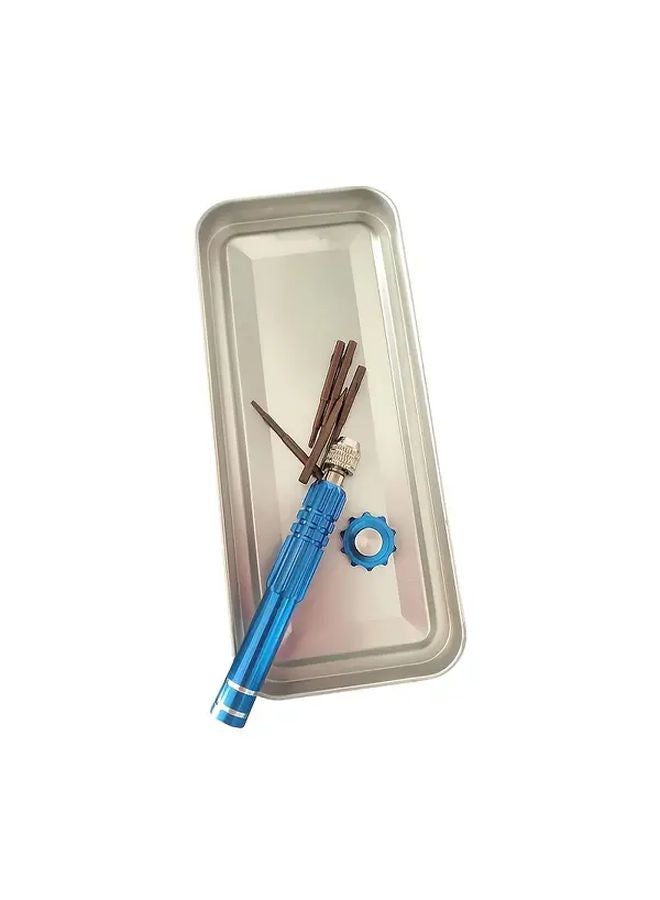 5 In 1 Blue Precision Screwdriver Set 5 Metal Tips Portable Tool For Glasses Phone Watch Repair - Image 1
