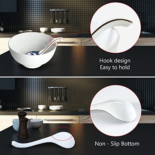 DAHO GOMSU Asian Ceramic Soup Spoon, with Long Handle Easy to Hold, Non-slip Bottom, for Japanese Ramen, Chinese and Vietnamese Wonton, Noodle Soup Spoons (V86) - Image 3