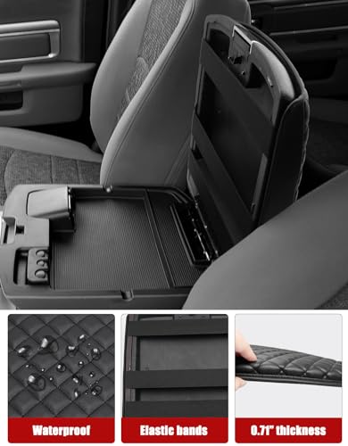 KBH Center Console Armrest Cover for 2009-2018 Dodge Ram 1500 2500 3500, Middle Console Lid Protector Accessories, Vinyl Leather, Anti-Scratch, Black (Fits Bucket Seat Console Only) - Image 5