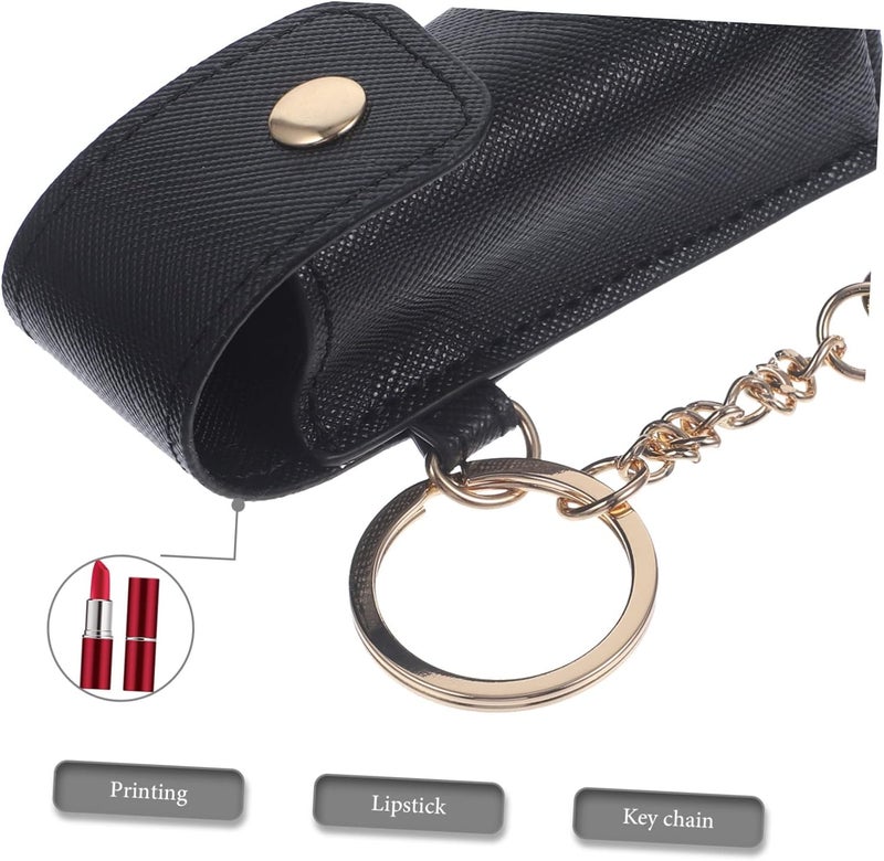 OUNONA 2pcs Black Lipstick Keychain Holder Lip Balm Pouch with Clasp Portable Organizer for Women Travel and Everyday Use - Image 4