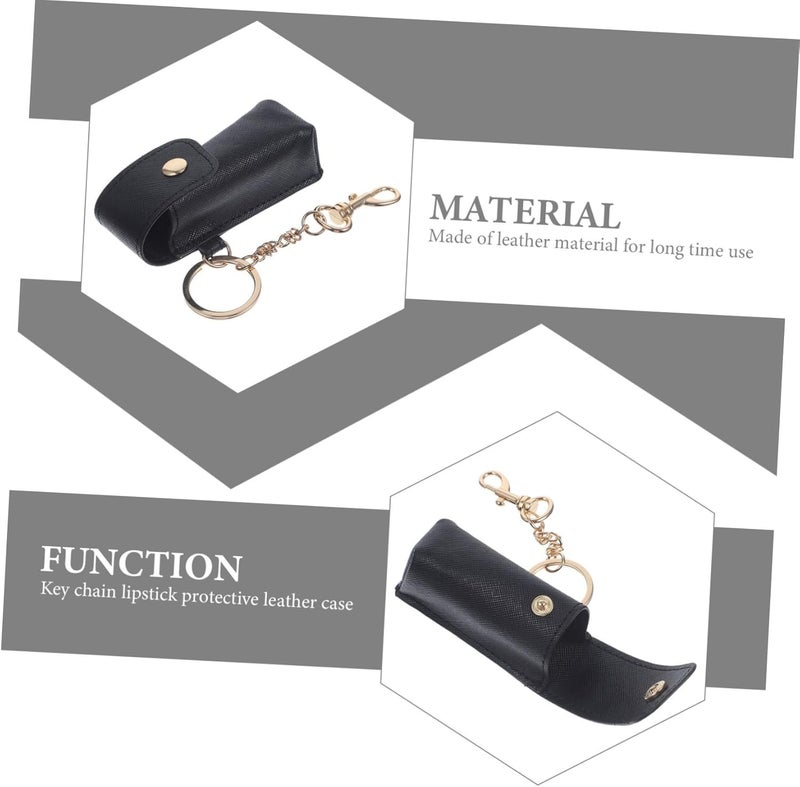 OUNONA 2pcs Black Lipstick Keychain Holder Lip Balm Pouch with Clasp Portable Organizer for Women Travel and Everyday Use - Image 5