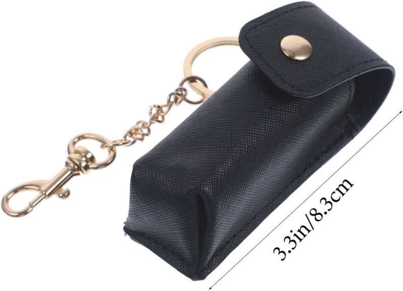 OUNONA 2pcs Black Lipstick Keychain Holder Lip Balm Pouch with Clasp Portable Organizer for Women Travel and Everyday Use - Image 2
