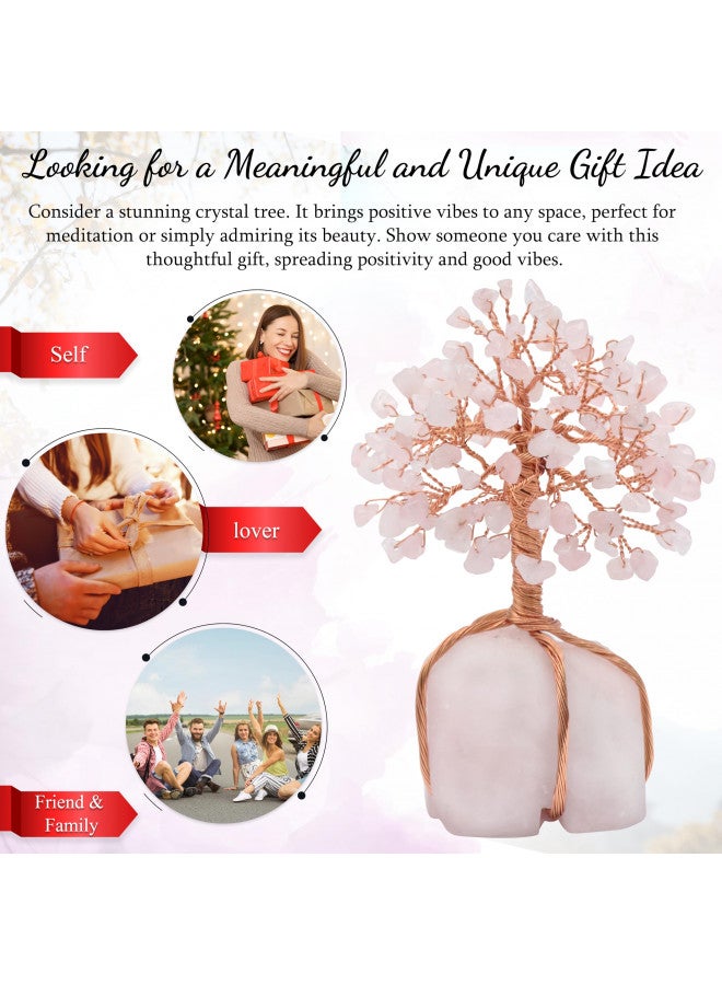 Crocon Rose Quartz Gemstone Tree of Life - Natural Rose Quartz Stone Base, Copper Wire Tree Money Tree, Crystal Tree for Positive Energy - Attract Good Luck, Chakra Tree, Feng Shui Decor, Spiritual Gift - Image 5