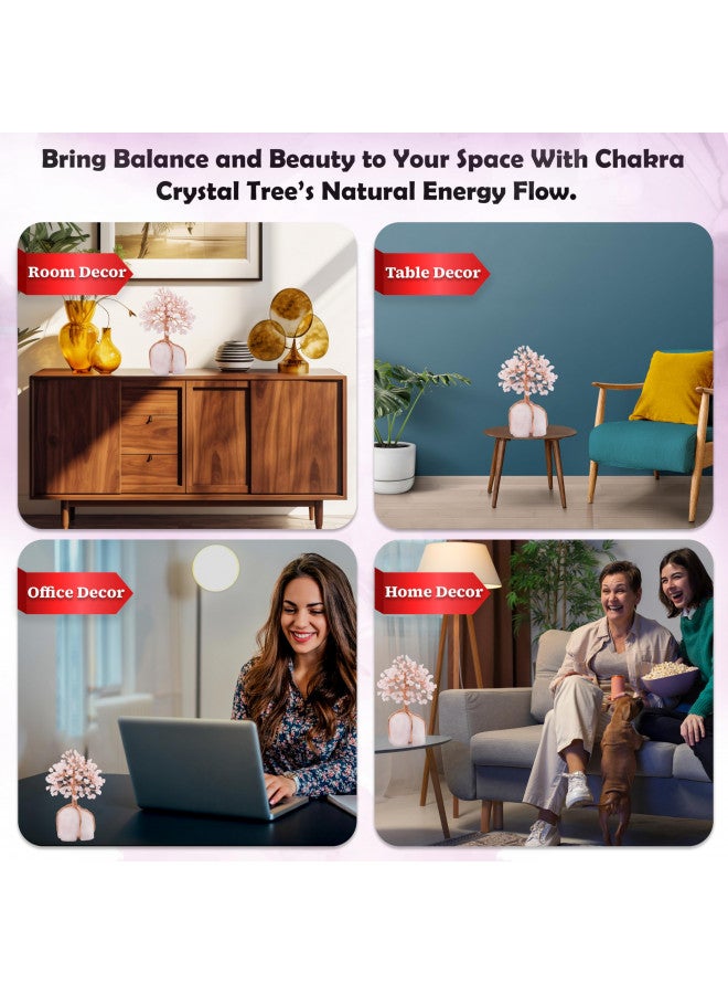 Crocon Rose Quartz Gemstone Tree of Life - Natural Rose Quartz Stone Base, Copper Wire Tree Money Tree, Crystal Tree for Positive Energy - Attract Good Luck, Chakra Tree, Feng Shui Decor, Spiritual Gift - Image 3