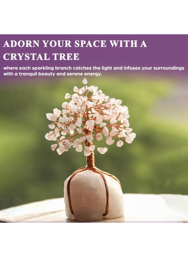 Crocon Rose Quartz Gemstone Tree of Life - Natural Rose Quartz Stone Base, Copper Wire Tree Money Tree, Crystal Tree for Positive Energy - Attract Good Luck, Chakra Tree, Feng Shui Decor, Spiritual Gift - Image 2