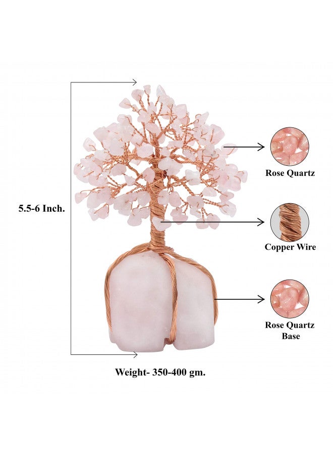 Crocon Rose Quartz Gemstone Tree of Life - Natural Rose Quartz Stone Base, Copper Wire Tree Money Tree, Crystal Tree for Positive Energy - Attract Good Luck, Chakra Tree, Feng Shui Decor, Spiritual Gift - Image 4