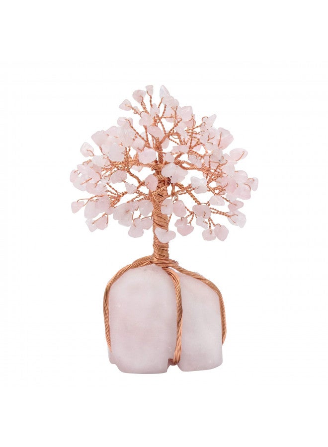 Crocon Rose Quartz Gemstone Tree of Life - Natural Rose Quartz Stone Base, Copper Wire Tree Money Tree, Crystal Tree for Positive Energy - Attract Good Luck, Chakra Tree, Feng Shui Decor, Spiritual Gift - Image 1