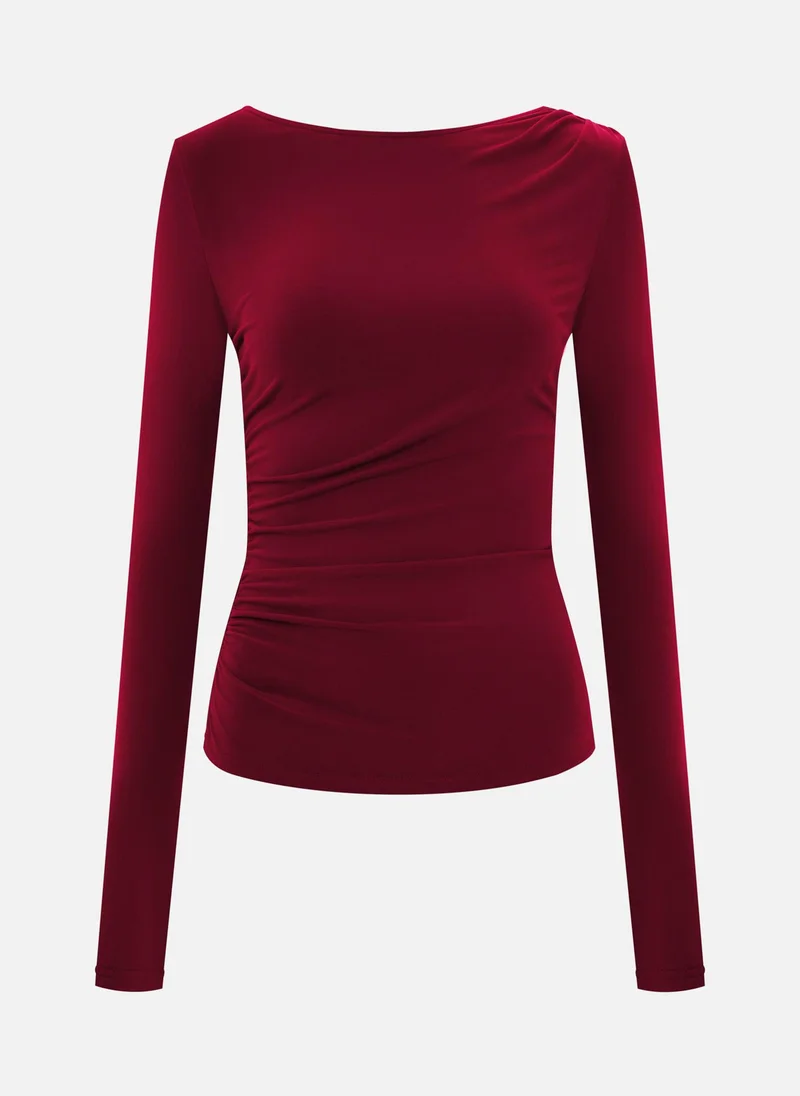 Lichi Jersey longsleeve with gathers at the shoulder and waist