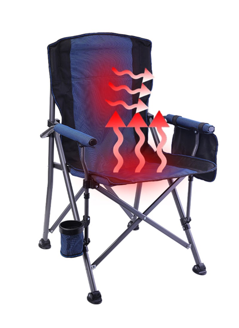 Jourvent - Outdoor Heated Camping Chair, Heated Back & Seat, with Cup Holder and Pockets, 150kg Weight Capacity, Blue - Image 1
