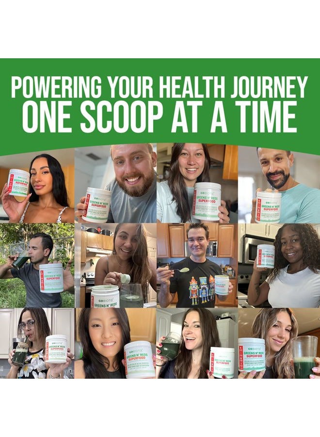 GoBiotix Super Greens and Reds Powder - Red and Green Superfood - Probiotic Supplement - Digestive Enzymes and Beet Root Powder - Organic Whole Foods Dietary Supplement (Pom Raspberry, 1 Pack) - Image 5