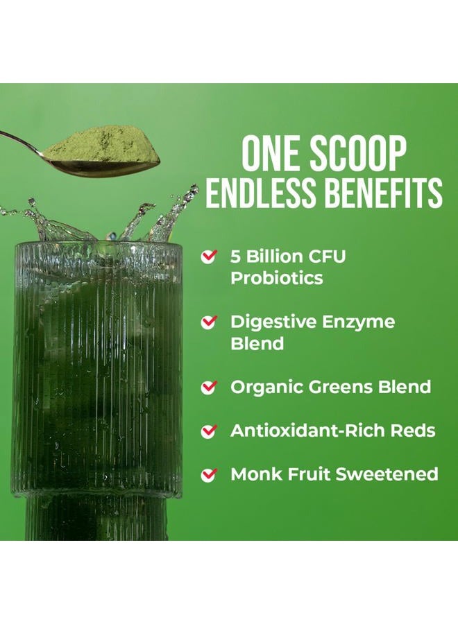 GoBiotix Super Greens and Reds Powder - Red and Green Superfood - Probiotic Supplement - Digestive Enzymes and Beet Root Powder - Organic Whole Foods Dietary Supplement (Pom Raspberry, 1 Pack) - Image 2