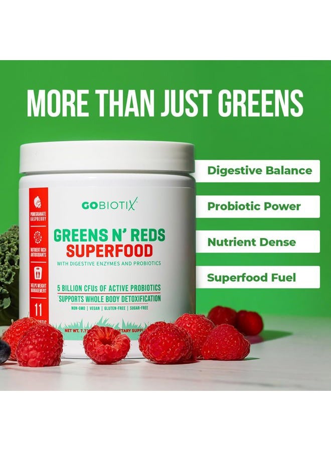 GoBiotix Super Greens and Reds Powder - Red and Green Superfood - Probiotic Supplement - Digestive Enzymes and Beet Root Powder - Organic Whole Foods Dietary Supplement (Pom Raspberry, 1 Pack) - Image 3