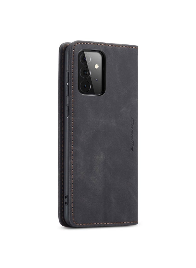 CaseMe - CaseMe Samsung Galaxy A72 Case Wallet, for Samsung Galaxy A72 Wallet Case Book Folding Flip Folio Case with Magnetic Kickstand Card Slots Protective Cover - Black - Image 1