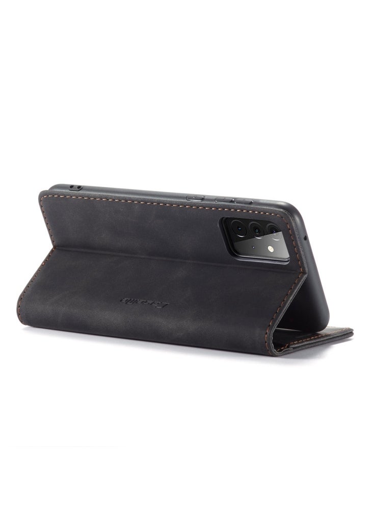 CaseMe - CaseMe Samsung Galaxy A72 Case Wallet, for Samsung Galaxy A72 Wallet Case Book Folding Flip Folio Case with Magnetic Kickstand Card Slots Protective Cover - Black - Image 1