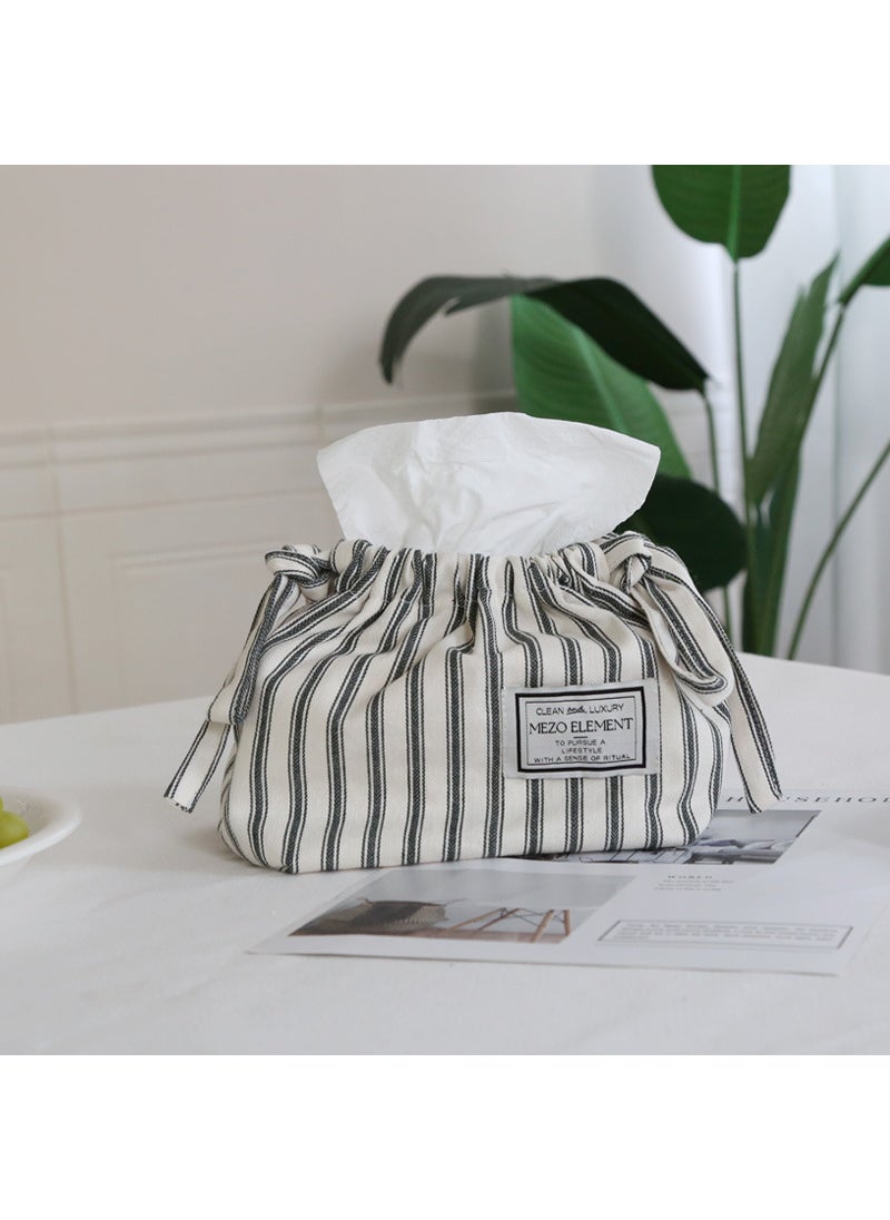 Generic Japanese Minimalist Tissue Box Cover Creative Storage Dark green stripes 