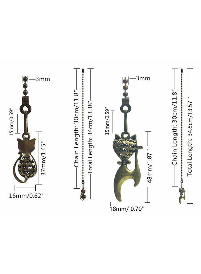 Hyamass 2pcs Vintage Lovely Cat Hollow Out Charm Pendant Ceiling Fan Danglers Fan Pulls Chain Extender with Ball Chain Connector - Image 4