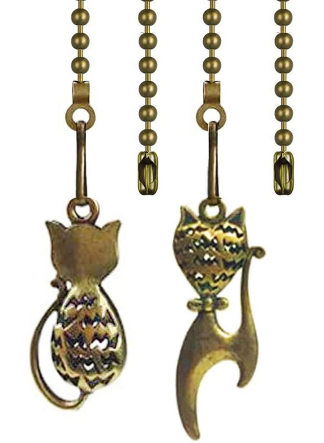 Hyamass 2pcs Vintage Lovely Cat Hollow Out Charm Pendant Ceiling Fan Danglers Fan Pulls Chain Extender with Ball Chain Connector - Image 1