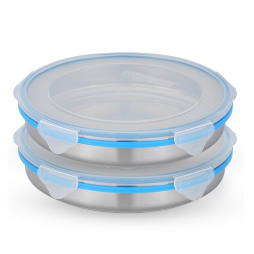 STEELLOCK Stainless Steel Airtight Container with Lid | Leakproof, BPA-Free, Durable Kitchen Storage | Multipurpose Food Storage Containers for Kitchen | SL-1600-set of 2, 1000ml each, Blue - Image 1