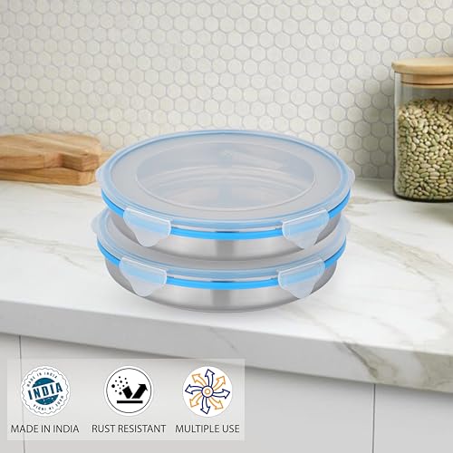 STEELLOCK Stainless Steel Airtight Container with Lid | Leakproof, BPA-Free, Durable Kitchen Storage | Multipurpose Food Storage Containers for Kitchen | SL-1600-set of 2, 1000ml each, Blue - Image 4