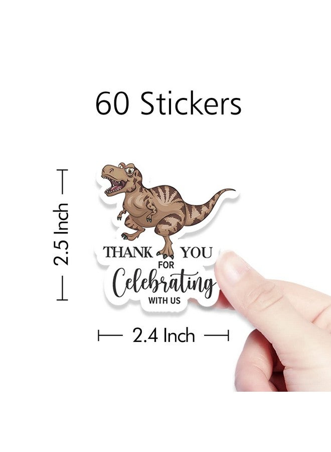 Kaecery Cute Dinosaur Thank You Stickers Thank You for Celebrating with Us Labels,Dinosaur Party Baby Shower Stickers for Dinosaur Theme Birthday Party Favors Label Decorations and Gifts(10 in,60 Labels) - Image 2