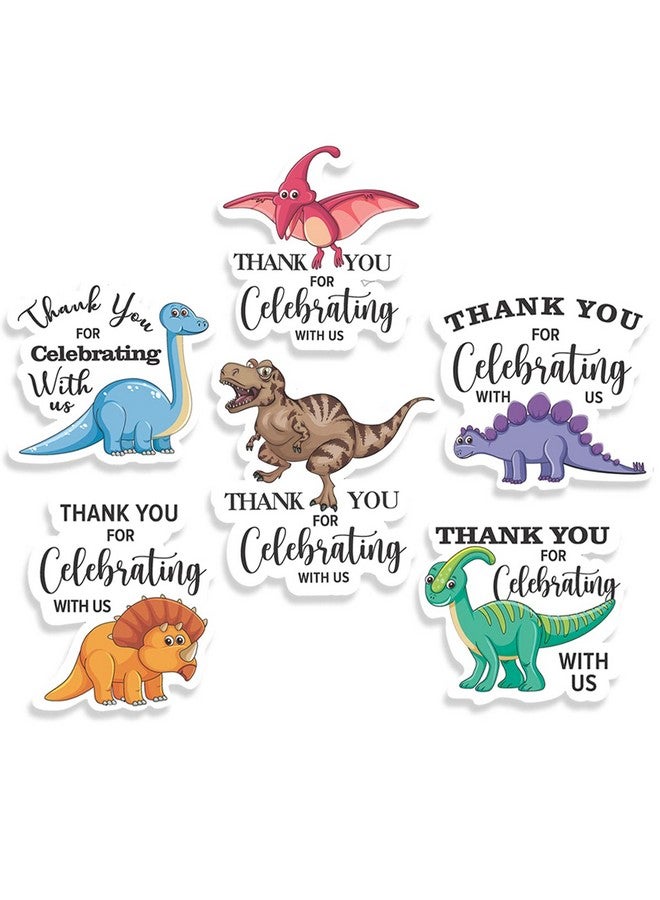 Kaecery Cute Dinosaur Thank You Stickers Thank You for Celebrating with Us Labels,Dinosaur Party Baby Shower Stickers for Dinosaur Theme Birthday Party Favors Label Decorations and Gifts(10 in,60 Labels) - Image 1