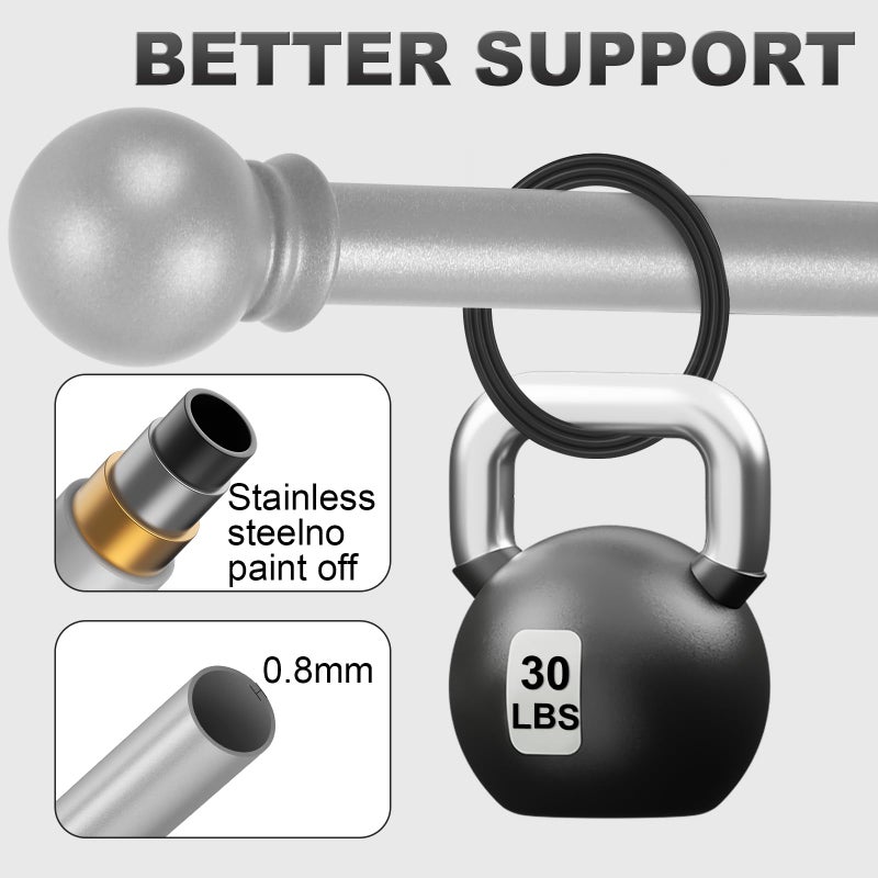 Authandis Silver Curtain Rods for Windows with Brackets,5/8 Inch Diameter Small Window Curtain Rod Adjustable 32 to 48 Inches,Easy Install Drapery Rods,Gray - Image 2
