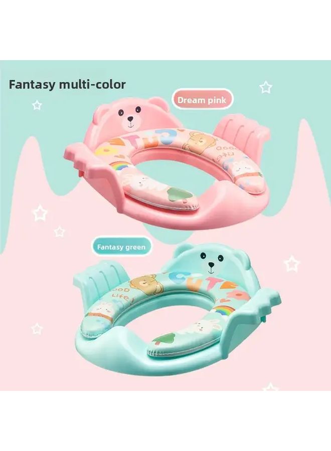 Foldable Kids Toilet Training Seat Cushion For Travel Home Outdoor Use Anti Slip Portable Design With Bear Fantasy Pink Washable Playful Cartoon Cushion - Image 1