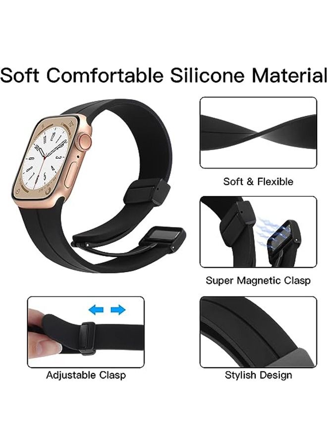 Ocean Magnetic Band D-buckle Silicone Sport Strap Replacement WristBand for Apple Watch SE Series 8/7/6/5/4/3/2/1 (38mm/40mm/41mm) - Image 2
