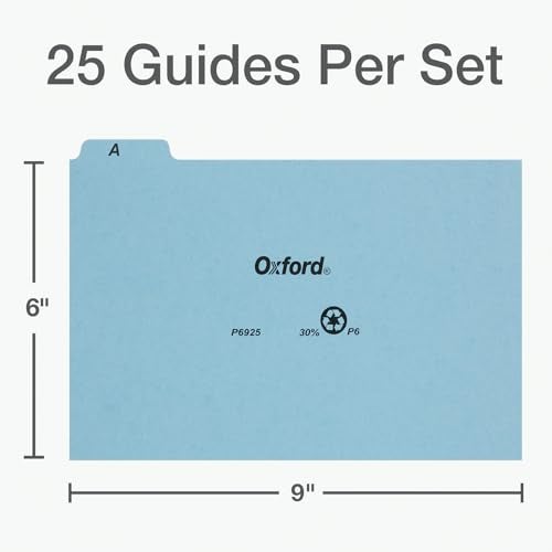 Oxford Heavy Weight Index Card Guides, 6 x 9 Inches, Alphabetical A-Z Dividers, Great Recipe Card Organizer, 25-Set (P6925) - Image 2