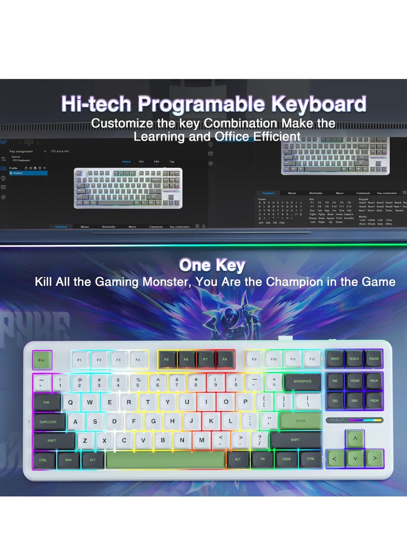AULA - F87pro Wireless Mechanical Keyboard 75% 2.4GHz/USB-C/BT5.0 RGB Backlit Mechanical Keyboard - Image 1