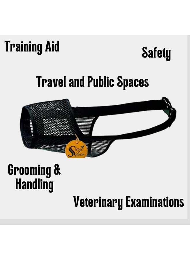 Sage Square Net Muzzle Dog - Secure & Breathable Dog Muzzle For Safe Walks | Adjustable Straps & Soft Mesh Cover | Prevent Biting, Chewing, And Licking | Comfortable And Stylish Design (Small)  - Image 4