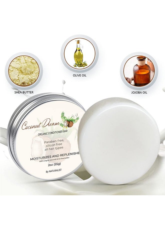 Naturalist Solid Conditioner Bar Organic Plant Based Sls Free Vegan All Hair Types ; Ph Balanced Plastic Free ; Eco Friendly Safe For Travel (Coconut Dream) ; 2Oz  - Image 3