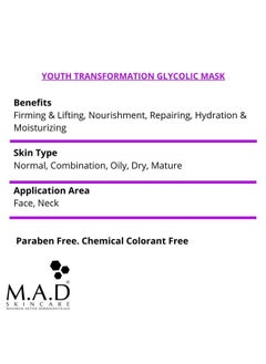 M.A.D Skincare M.A.D Skincare Anti-Aging Youth Transformation Glycolic Mask 2 oz.  - Image 2