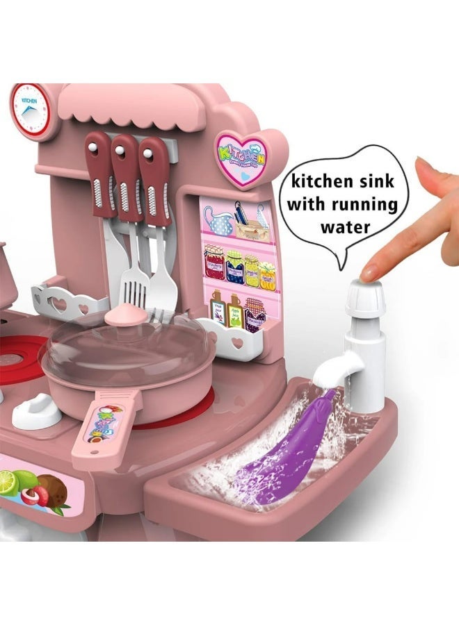 Deluxe Kids Play Kitchen Set with Running Water, Light & Sound,  Accessories – Pretend Cooking Toy for Toddlers - Image 3
