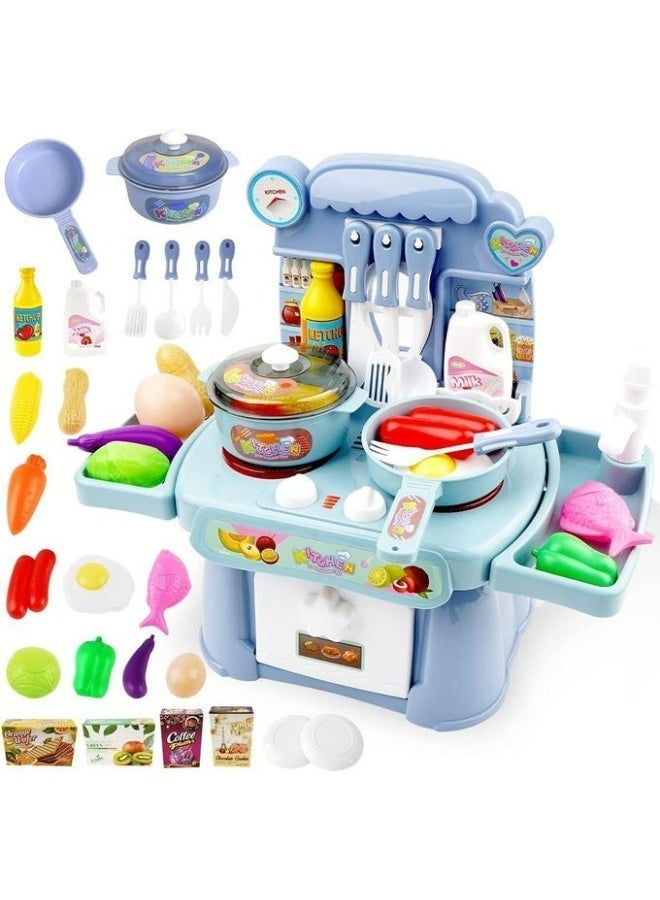 Deluxe Kids Play Kitchen Set with Running Water, Light & Sound,  Accessories – Pretend Cooking Toy for Toddlers - Image 1