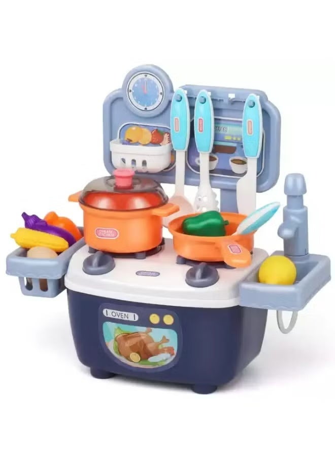 Deluxe Kids Play Kitchen Set with Running Water, Light & Sound,  Accessories – Pretend Cooking Toy for Toddlers - Image 1