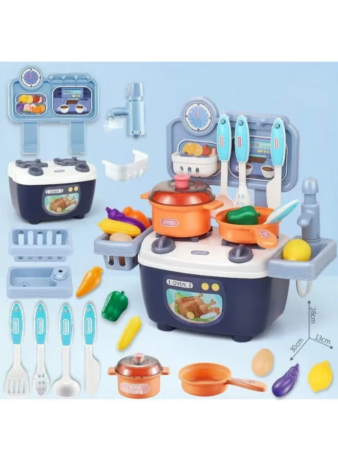 Deluxe Kids Play Kitchen Set with Running Water, Light & Sound,  Accessories – Pretend Cooking Toy for Toddlers - Image 2