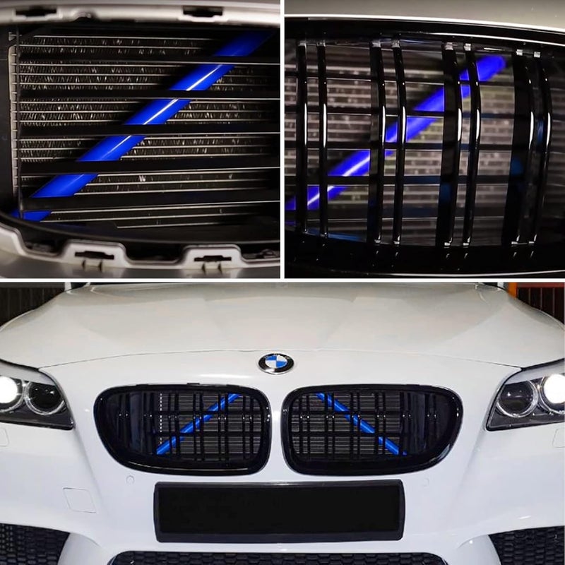 Jaronx Compatible with BMW Grill Inserts Trims for 1 2 3 4 5 6 7 Series, F20 F22 F30 F32 G30 G32 G11 G12, Compatible with BMW V Brace Wrap Covers Blue Grill Stripes Grille Inserts Stripes Wrap(Blue) Simple upgraded construction - Image 4