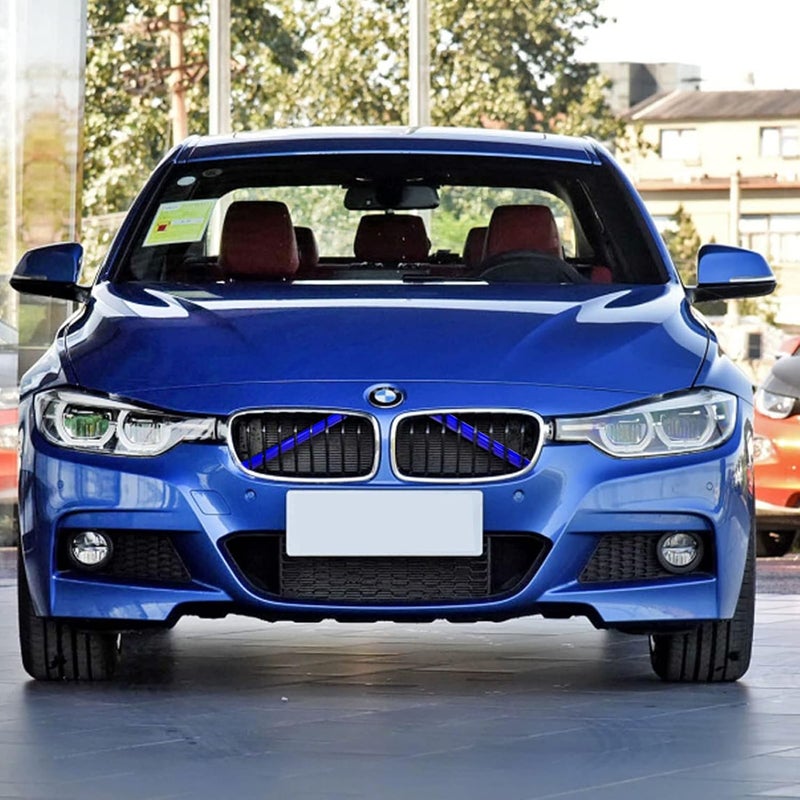 Jaronx Compatible with BMW Grill Inserts Trims for 1 2 3 4 5 6 7 Series, F20 F22 F30 F32 G30 G32 G11 G12, Compatible with BMW V Brace Wrap Covers Blue Grill Stripes Grille Inserts Stripes Wrap(Blue) Simple upgraded construction - Image 3