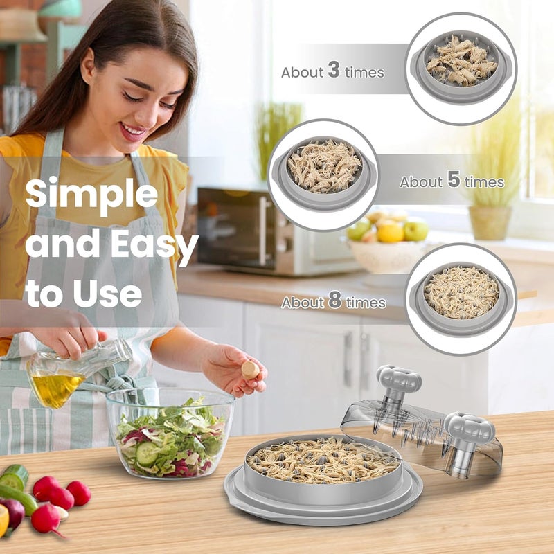 Beiyunee Chicken Shredder Tool Twist Large - 10'' Pro Meat Shredders for Chicken Breast,Visible Kitchen Gadgets Grinder Machine with Brush,Strong Anti-Slip Strip,Ergonomic Handle,BPA Free (Grey) - Image 3