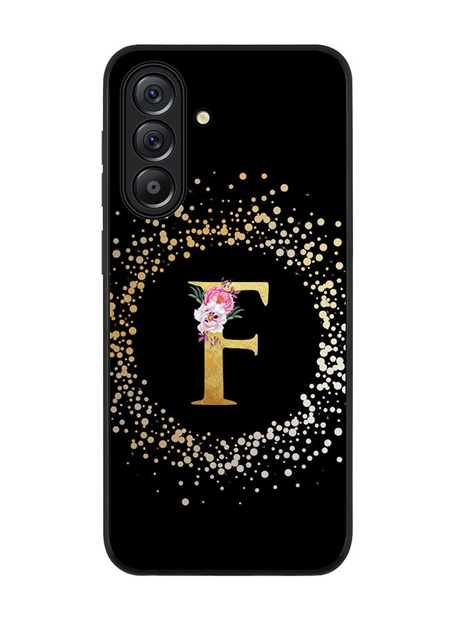Stylizedd For Samsung Galaxy A56 5G Case,Slim fit Camera Protection, Shockproof Thin Phone cover  - Custom Monogram Floral - F ( Black ) - Image 1